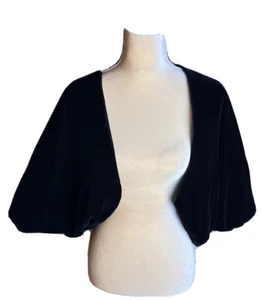 Vintage Giorgio Armani schwarz Samt Bolero Achselzucken Satin Liner mit Nieten Signatur - Bild 1 von 11