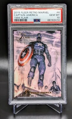 2015 Fleer Marvel Retro- 1994 Flair #4 Captain America- PSA 10 Gem Mint - Image 1 of 2