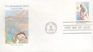 1980 FDC - Scott# 1826 - Bernardo de Galvez - Farnam Cachet - Picture 1 of 1