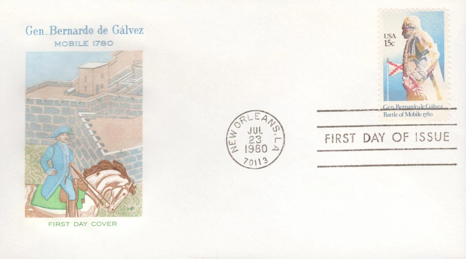 1980 FDC - Scott# 1826 - Bernardo de Galvez - Farnam Cachet - Image 1 of 1