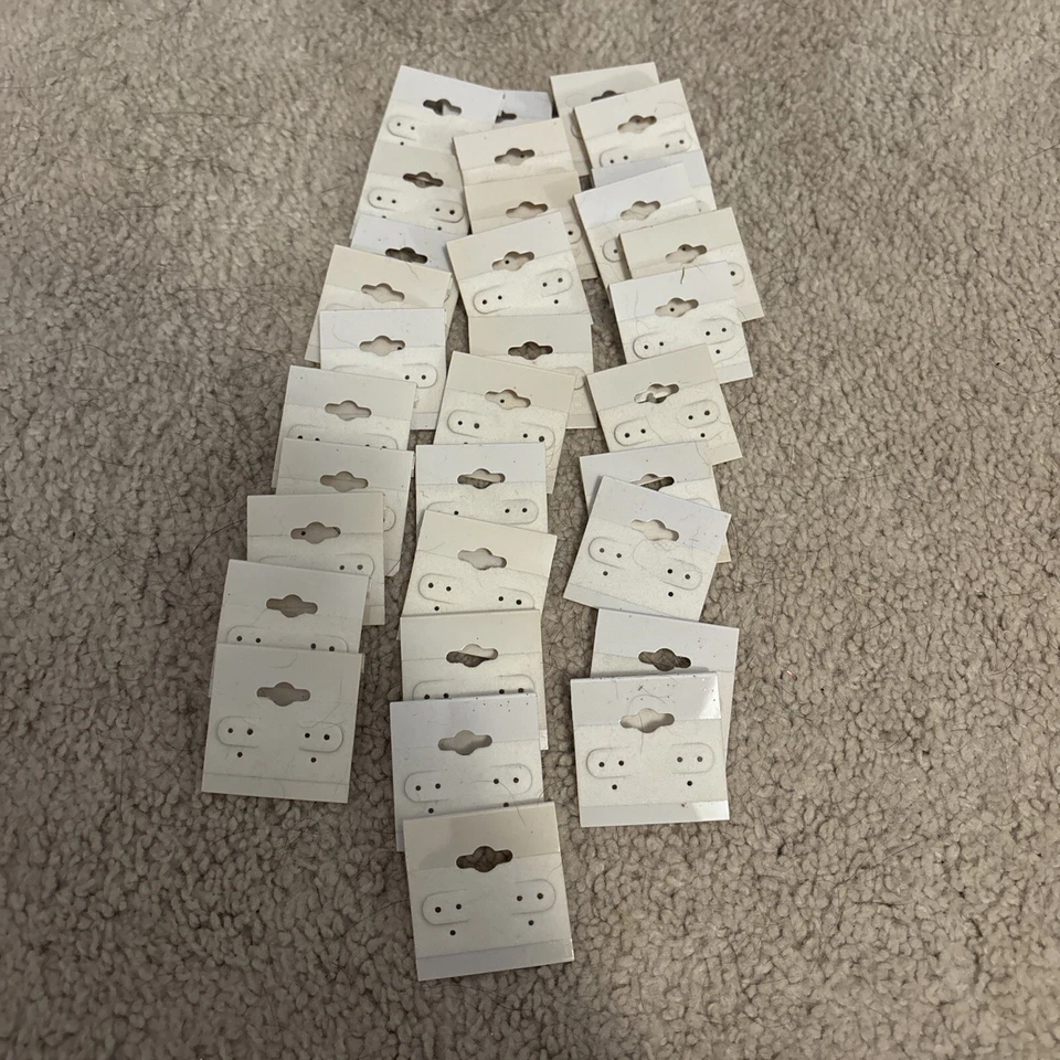 32 Hanging Earring Card Holder, Paper Cards for Ear Studs, White, 2"x 2" - Image 1 of 1