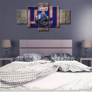NFL Football Team New York Giants rustikales Holz Logo 5 Stück Panel Leinwand Wandbild - Bild 1 von 4