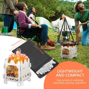 Lixada Folding Camping Stove Stainless Steel Wood Stove Alcohol Stove G4P7 - Picture 1 of 12