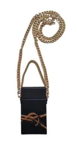 Saint Laurent YSL Mikro-Clutch + Schultergurt aus schwarzem Leder - Bild 1 von 1