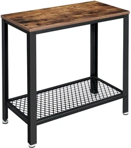 Industrial Side Table 2-Tier With Mesh and Metal Frame Rustic Brown - Picture 1 of 8