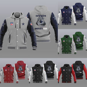Dallas Cowboys Men's Hooded Varsity Jacket Casual Sweatshirt Bomber Jacket Gifts