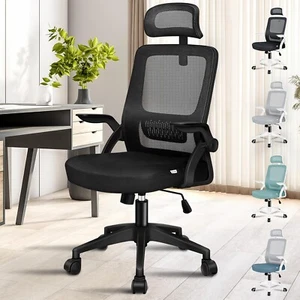 Mesh Ergonomic Office Chair with Adjustable Headrest & Flip-up Armrest, Tilting - Picture 1 of 9