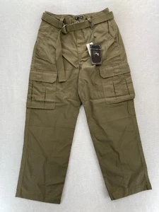Possi Atti Cargo Pants Mens 34x30 Green Baggy Relaxed Straight Belted Y2K Skater - Picture 1 of 12