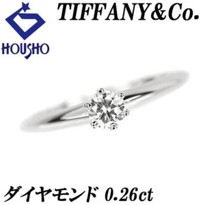 Tiffany & Co. Solitaire Diamond Platinum US Size No. 5.5-6 Ring Pre Owned b0426 - Picture 1 of 4