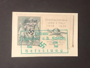 SUDETENLAND SEGUNDA GUERRA MUNDIAL-ALEMÁN OCC. Sello local original DITTERSDORF VERDE, en pap. #325 - Imagen 1 de 2