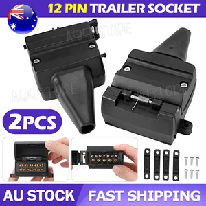 12 Pin Flat Trailer Socket Plug Set Connector Trailer Caravan Camper Adaptor AU - Picture 1 of 9