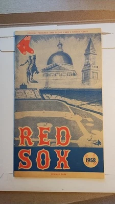 Boston Red Sox 1958 Program No Scorecard - Excellent - 5 7/8" x 9 7/8" - Image 1 of 3