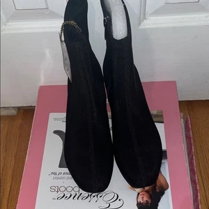 Neu mit Etikett Aetrex schwarze Keilabsatz-Stiefeletten Carolyn Stretch schwarz Größe 8,5 DAMEN - Bild 1 von 8