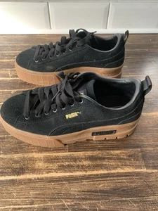 Womens Trainers / Puma Mayze Platform Shoes Size 7 380784-05 Black Suede - Picture 1 of 5