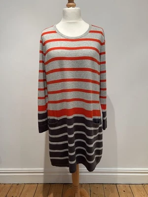 Laura Ashley Jumper Dress UK18 Wool Cashmere Blend Striped Grey/Orange New - Image 1 of 4