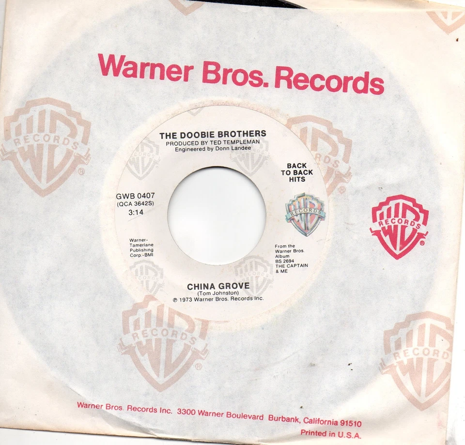 DOOBIE BROTHERS - CHINA GROVE / LISTEN TO THE MUSIC              (M-) - Image 1 of 1
