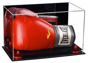 Single or Double Boxing Glove Display Case with Mirror and Red Risers (A011-RR) - Picture 1 of 2