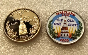 2000 MARYLAND Statehood Quarters, DCameo Proof + Colorized - Picture 1 of 2