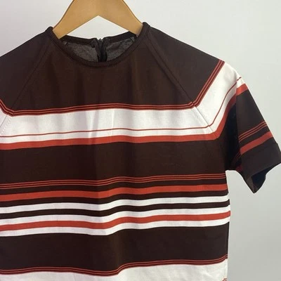 60’s Booth Bay Brown And White MCM Womens Short Sleeve Mod Shirt Hip Polyester L - Image 1 of 4