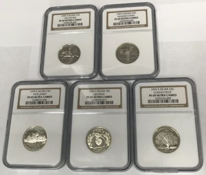 1999-S Silver Proof Statehood Quarter Set DE PA NJ GA CT - NGC PF69 Ultra Cameo - Picture 1 of 12