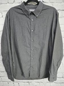 Ash & Erie Mens Shirt Slim Fit Chambray Gray L/S 100% Cotton Size L Button Down - Picture 1 of 12
