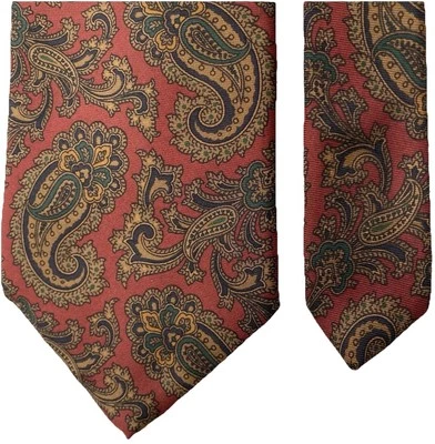 "Harrods Para Hombres Todo Seda Rojo/Negro Paisley John Comfort London 3.5x55"" De Colección Usado en Excelente Condición" Foto 1 de 4