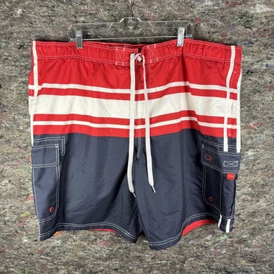 Bañador Op para Hombres 3XL Rojo Azul Marino Board Shorts Cordón Malla Forrado Bolsillo Foto 1 de 4