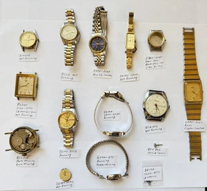 Seiko, Gruen, Pulsar Uhren, Uhrwerke, Teile alles Konvolut. - Bild 1 von 12