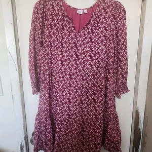 Gap Kids Pink Floral Print Long Sleeve Tiered Print Dress Sz 10 L - Picture 1 of 5