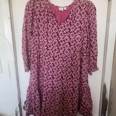 Vestido Gap Kids Rosa Estampado Floral Manga Larga Estampado en Niveles Talla 10 L Foto 1 de 4