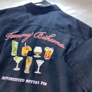 Tommy Bahama Silk Shirt Mens XL Loop Collar Embroidered Diversified Mutual Fun - Picture 1 of 19