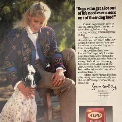 1992 Alpo Dog Food PRINT AD Joan Embery Shorthaired Pointer Dog Photo Vtg 90s - Image 1 of 3