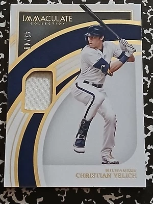 2022 Panini Immaculate Christian Yelich Game Used Patch Relic GOLD Parallel #/49 - Image 1 of 4