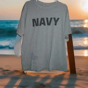 US MARINEBLAU HERREN PT T-SHIRT GRÖSSE LARGE IN OK ZUSTAND - Bild 1 von 3