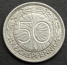 1929 A Germany: 50 Reichspfennig, Weimar Republic, KM-49