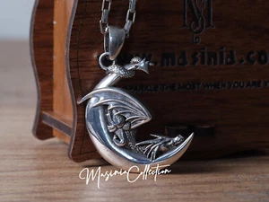 Colgante Dragón Luna en plata de ley 925 - Imagen 1 de 4