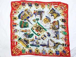 Belgie Belgique Belgium City Town Landmark Vintage Square Satin Scarf - Picture 1 of 6