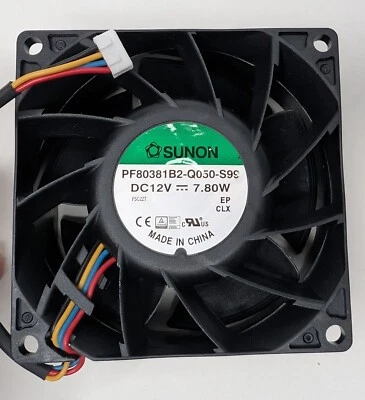 SUNON PF80381B2-Q050-S99 DC12V 7.8W HighSpeed 80X80X38MM 4Pin Cooling Fan - Image 1 of 3