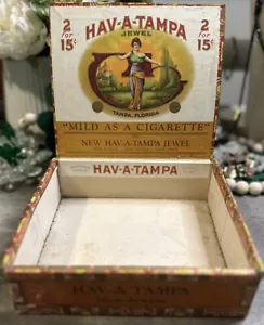 1939 Hav-a-tampa New Jewels Cigar Box Tobacco Flip Lid Vintage Old Box Fl - Picture 1 of 8
