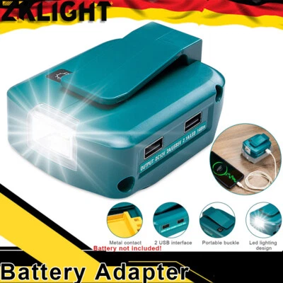JHJQZCYG Dual USB Stromquelle Li-Ion Akku Adapter Ladegerät mit LED für Makita 18V NEU
