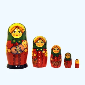 Matrioska con bebè 5 posti (15 cm) Матрешка с лялькой 5 мест (15см.) - Imagen 1 de 1