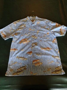 Columbia River Lodge Field Gear Men's Short Sleeve Button Up Fresh Water Fish XL - Picture 1 of 6