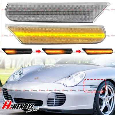 Luz de señalización lateral LED transparente secuencial para Porsche Boxster 986 911 996 1998-2004 Foto 1 de 4