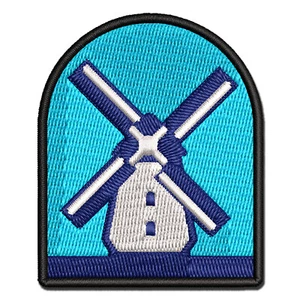 Dutch Windmill Multi-Color Embroidered Iron-On Patch Applique - Picture 1 of 5