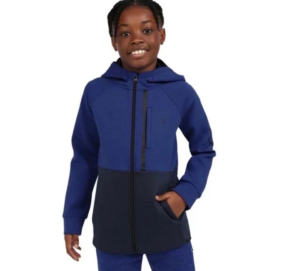 Champion Youth Full Zip Hoodie Sweatshirt Logo Athletic Jacket Large 14/16 Blue