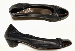 AGL Az 10.5 41 Black Leather Women's Low Heel Pumps Heels Made in Italy - Picture 1 of 6