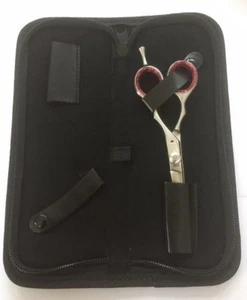 Siebu Hairdressing Scissors Shears + Leather Case Silver Hair Cut Salon Barber - Picture 1 of 14