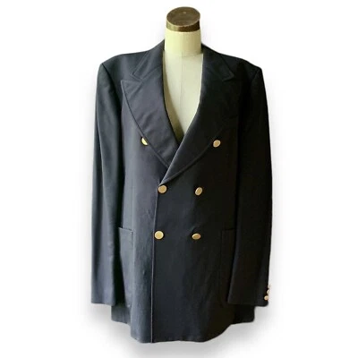 Chaqueta Blazer Pecho 44" Vintage JUPITER Doble Pecho PARÍS FRANCIA Lana Azul Marino Foto 1 de 4