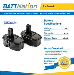 2x 18V 3Ah NiMh Battery for Dewalt DC9096 DW9095 DW9096 DW9098 DE9039 DE9095 - Picture 1 of 6