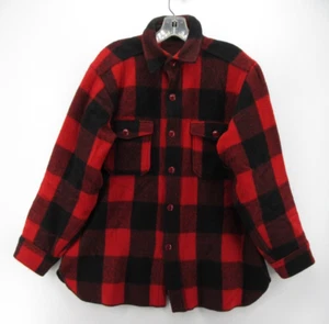 VINTAGE Woolrich Shirt Men 16 Red Black Flannel 50s 60s Buffalo Plaid Field Hunt - Picture 1 of 10